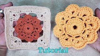 Square Flor Rasteirinha  Quadradinho de Crochê  Tutorial [upl. by Ayek]