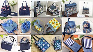 9 DIY Denim and Printed Fabric Bags  Old Jeans Ideas  Compilation  Upcycle Crafts  Bag Tutorial [upl. by Aela]