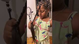 Little girl braids her hair for the first time [upl. by Drol711]