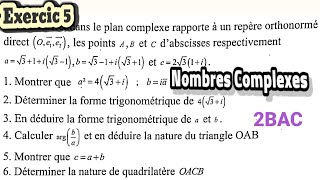 Exercice corrigé  les nombres complexes 2bac  préparer au contrôle [upl. by Itra]