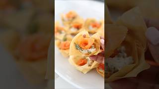 Creamy Salmon Wontons wontonsstartershorts [upl. by Molini]