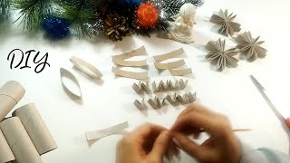 Zobacz jakie śliczne śnieżynki zrobiłam z rolek po papierze ❄️ Dekoracja na choinkę 🎄Recykling♻️DIY [upl. by Marsha]