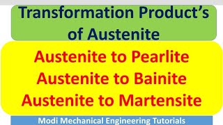 Transformation products of austenite Austenite to Pearlite Bainite and Martensitematerialscience [upl. by Ervine538]