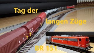 Joeys Teppichbahn  H0 Modelleisenbahn  XXXL gemischter Güterzug 8 Meter mit BR 151 [upl. by Afatsuom]