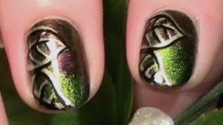 Fall Leaf Nails simple chic nailart design tutorial with nail polish  long amp short nails [upl. by Kellyann]