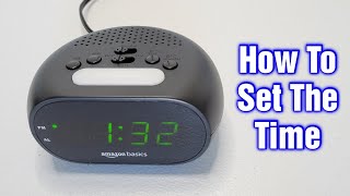 Amazon Basics Small Digital Oval Alarm Clock – How To Set The Time [upl. by Notgnirrac930]