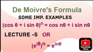 DE MOIVRES THEOREM  IMP EXAMPLES [upl. by Renwick]