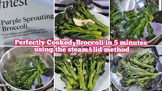 BROCCOLI PURPLE PERFECTION IN 5 MIN steamamplid method chefarchiepie vegetables broccoli [upl. by Alanah571]