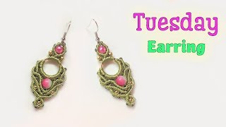 How to macrame earrings The Tuesday  Easy and simple macrame tutorial [upl. by Acilgna]