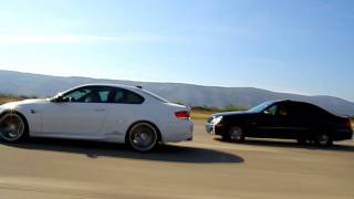 BMW M3 E92 vs MERCEDES BENZ SL 55 AMG vs E55 AMG [upl. by Anairuy101]