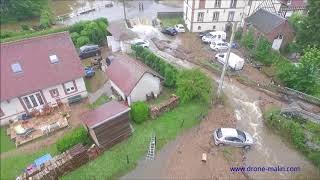 Ville inondée en Normandie filmée par un drone [upl. by Mintun521]