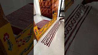 Easy border rangoli designs infront of home 🏡 fridayrangoli ytshorts viral borderkolam trending [upl. by Karlene]