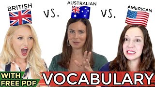 ONE language THREE accents  UK vs USA vs AUS English  Free PDF [upl. by Wohlen273]