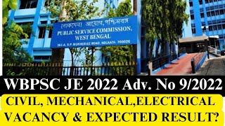 WBPSC JE EXPECTED RESULT  EXPECTED VACANCY  CIVIL  MECHANICAL  ELECTRICAL [upl. by Grimbly383]