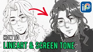 Lineart Tutorial in Ibispaint X and how to use Screentones with Parblo Ninos [upl. by Albric]