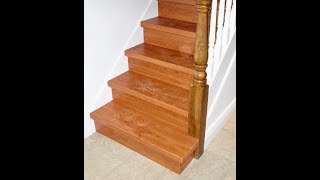 INSTALLING LAMINATE FLOORING ON STAIRSLAMINATE STAIRSSTAIR RENOVATION [upl. by Nyladam]