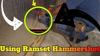 Using Ramset Hammershot to install Bottom Plates for basement wall [upl. by Markowitz]