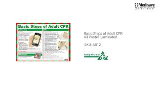 Basic Steps of Adult CPR A3 Poster Laminated A812 [upl. by Aryan]