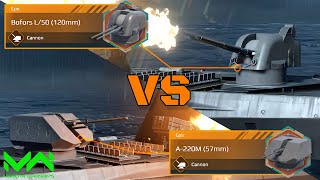 New Cannon A220M 57mm VS Bofors L50 120mm  Epic Cannon Comparison  Modern Warships [upl. by Eva]