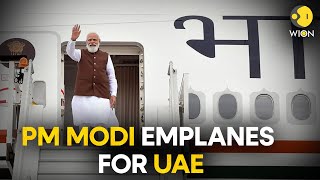 PM Modi LIVE PM Modi emplanes for Abu Dhabi UAE  Will inaugurate Abu Dhabis first Hindu temple [upl. by Lienad]