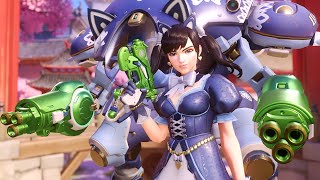 Dainty Cat DVa Skin Preview  Gold amp Jade Weapons [upl. by Quintie]