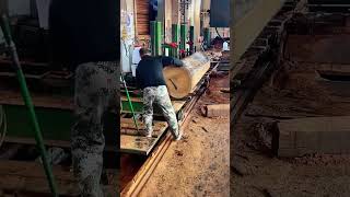 Huge Wood Block Cutting P2  industrial manufacturing woodworking [upl. by Atiuqam]