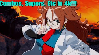 Android 21 Lab Coat Supers Combos Intros Outro Etc In 4K 60fps  Dragon Ball FighterZ [upl. by Aillimac]