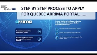 Easy steps to apply for Quebec Arrima PortalHow to get Canada PR with 60 IELTS bands [upl. by Aloel778]