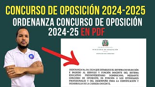 Ordenanza Concurso de Oposición 202425 en PDF ¿Le conviene este concurso al banco de elegible [upl. by Suicul]