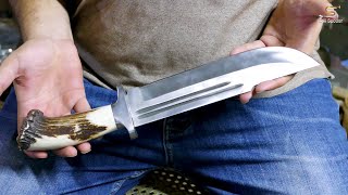 Handmade Bowie Knife with Deer Antler Handle Stag Horn Bowie Knife Making Process [upl. by Galer69]