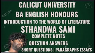 Sthandwa Sami  Question Answers  Notes  BA English 1st Semester  Calicut University [upl. by Nnoved]