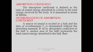 ReverberationReverberation time  Absorption coefficient Determination of absorption coefficient [upl. by Barby920]