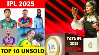 IPL Auction 2025 Top 10 Unsold Players List  IPL Mega Auction 2025  IPL 2025 News [upl. by Roch]