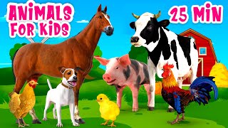 Animals for Kids 25 min Farm animal sound [upl. by Fernald627]