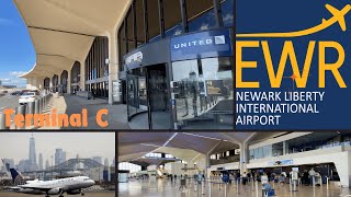 Newark Liberty Intl Airport EWR United Terminal C Departures Arrivals Transportation 4K [upl. by Ardelle]