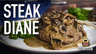 Classic Steak Diane Recipe Flat Iron Steaks with Mushroom Cream Sauce [upl. by Mainis]