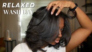 Relaxed Hair Wash Day Routine  Chill Lofi Music  Niara Alexis [upl. by Enitselec183]