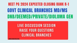 NEET PG 2024Expected Closing Rank R1 MDMSDNBDeemedPrivateDiploma Clinical Brancheneetpg2024 [upl. by Yornek141]