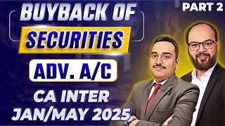 Buyback of Securities  Advanced Accounting  CA Inter JanMay 25 CA Inter Adv AC Ch 12  Part 2 [upl. by Asilrac]