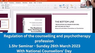 Regulation of the counselling and psychotherapy profession  15hr Seminar [upl. by Bonnette]