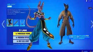 Dragon Ball Super  Beerus 😱 Azuki Skin Spindansicht  Fortnite Chapter 3  Item Shop [upl. by Nueovas]