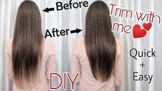 Trimming Medium or Long Hair at Home  DIY VshapedRound Cut Without Layers  A Quick Easy Tutorial [upl. by Suiluj]