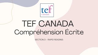 TEF Canada CE 2024 New Questions  Comprehension Ecrite Rapid Reading [upl. by Birk580]