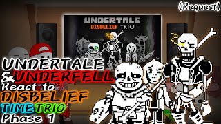 UNDERTALE amp UNDERFELL REACT TO DISBELIEF TIME TRIO PHASE 1 REQUEST [upl. by Ahsratal]