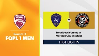 FQPL 1 Men Round 11  Broadbeach United vs Moreton City Excelsior Highlights [upl. by Meerek]