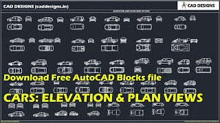 Download Free AutoCAD Blocks file – CARS ELEVATION AND PLAN VIEWS  AutoCAD Blocks  CAD DESIGNS [upl. by Lamar992]