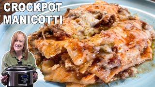 Crockpot MANICOTTI 3 Cheese amp Meat Sauce Italian Pasta Dish [upl. by Sihun720]