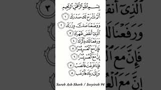 Surah Al Sharh Beautiful Recitation Of Quran quranrecitation tilawat soothing relaxing [upl. by Chiaki]