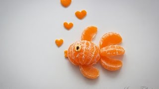 Fruit Art  Making Tangerine Fish and Turtle [upl. by Anotal]