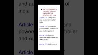 Article Related to comptroller and Auditor general of india shortsviraltrendingupsc [upl. by Chassin]